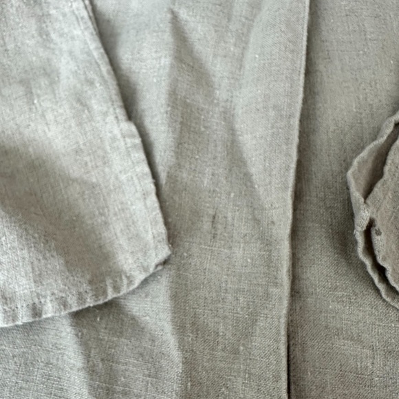 J. Jill Women’s 100% Linen Long Button Front Wheat Color Shirt Coat Size 6 Tall - Picture 6 of 14